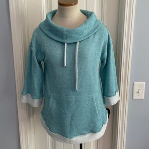 Soft Surroundings XS Santorini Shores Pullover Top Blue Casual Coastal Lounge